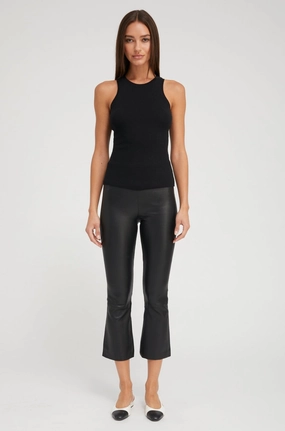 Fitness Lover Dance Studio Black Leather Crop Flare