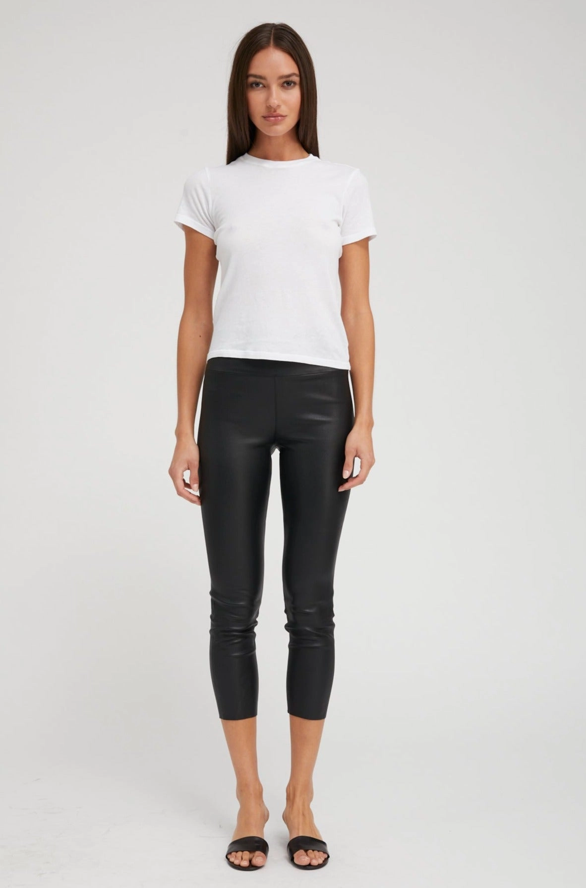 Effortless Wear Fit Sleek Design Black Leather Crop