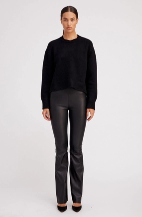 Breathable knit Black Leather Super Flare