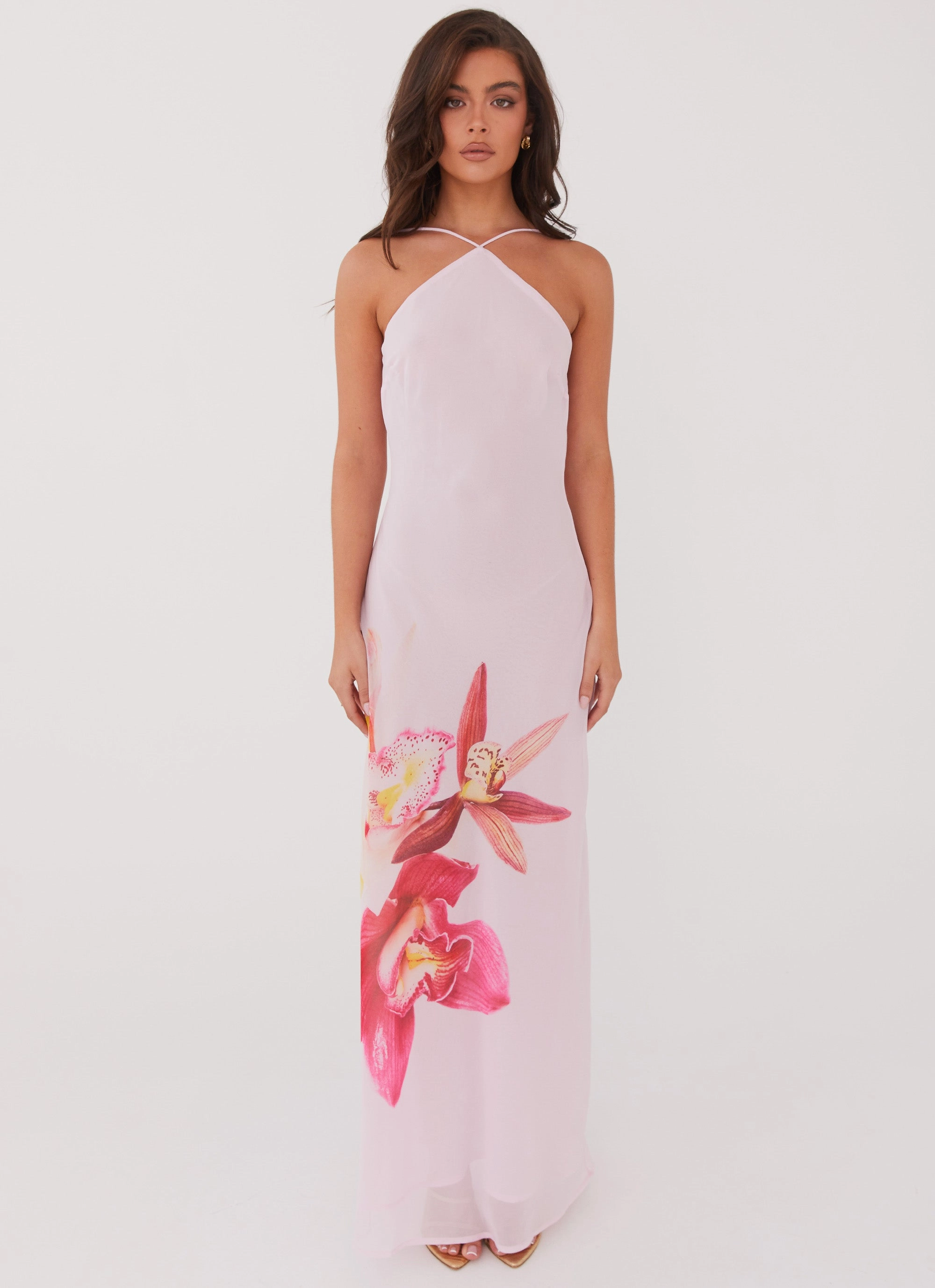 Blossom Hearts Maxi Dress - Pink Peony