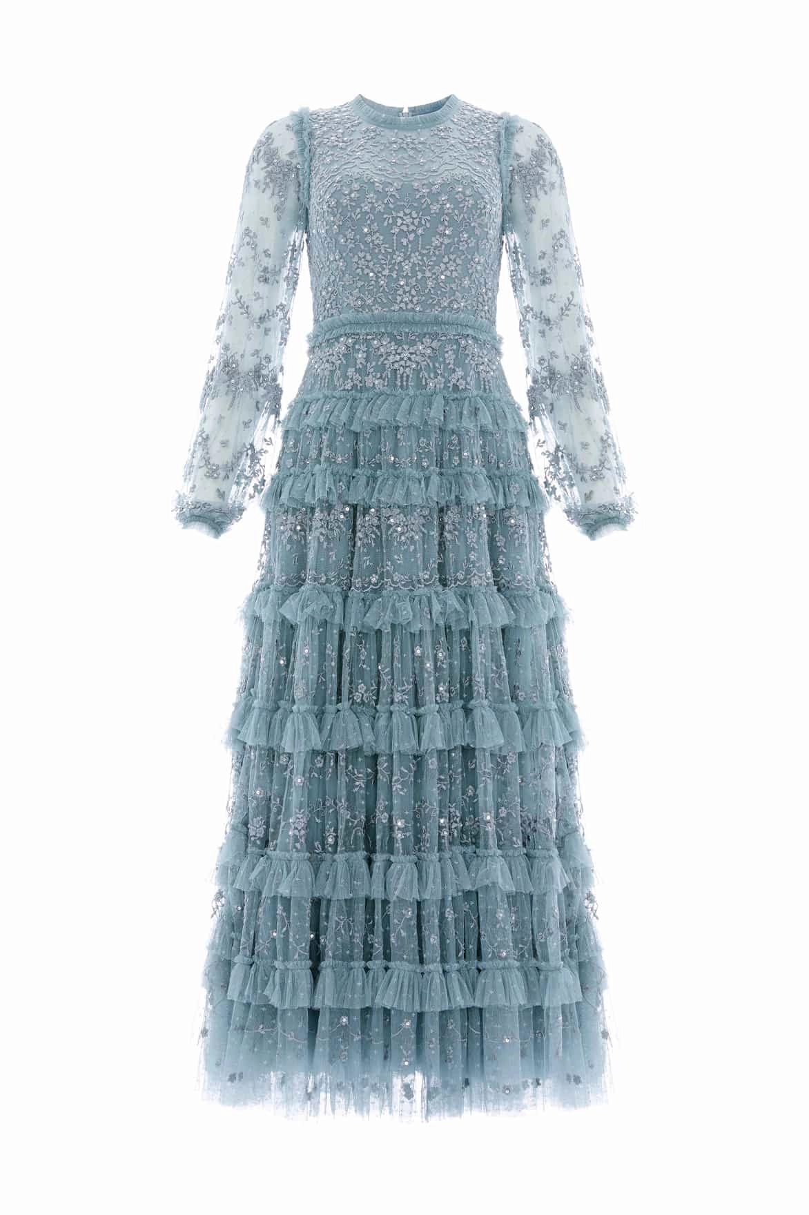 Flattering Cut Wear Blossom Lace Ankle Gown