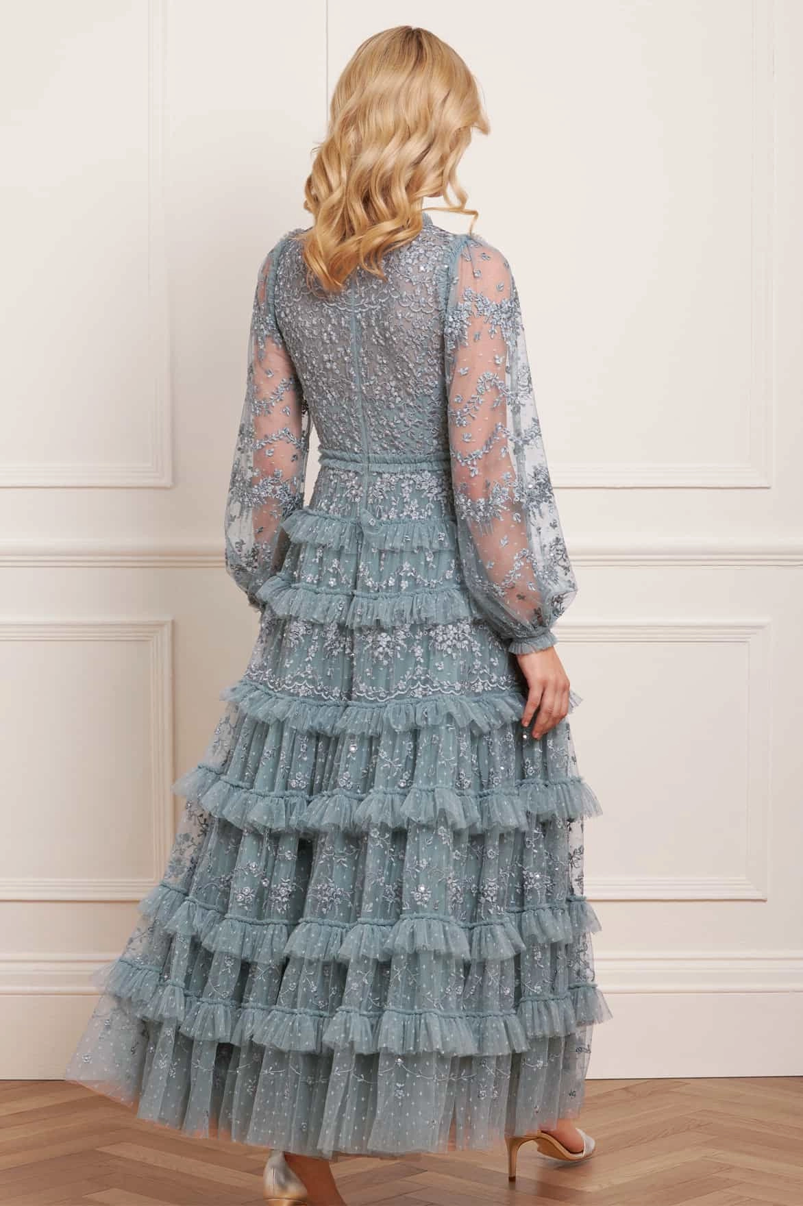 Bright Colors Blossom Lace Ankle Gown