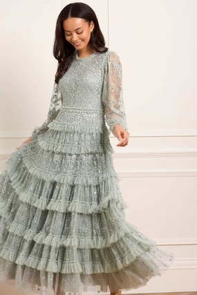spring fresh Blossom Lace Ankle Gown