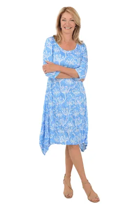 Radiant Mood Soft Tones Blue Lily Shark Bite Crinkle Dress
