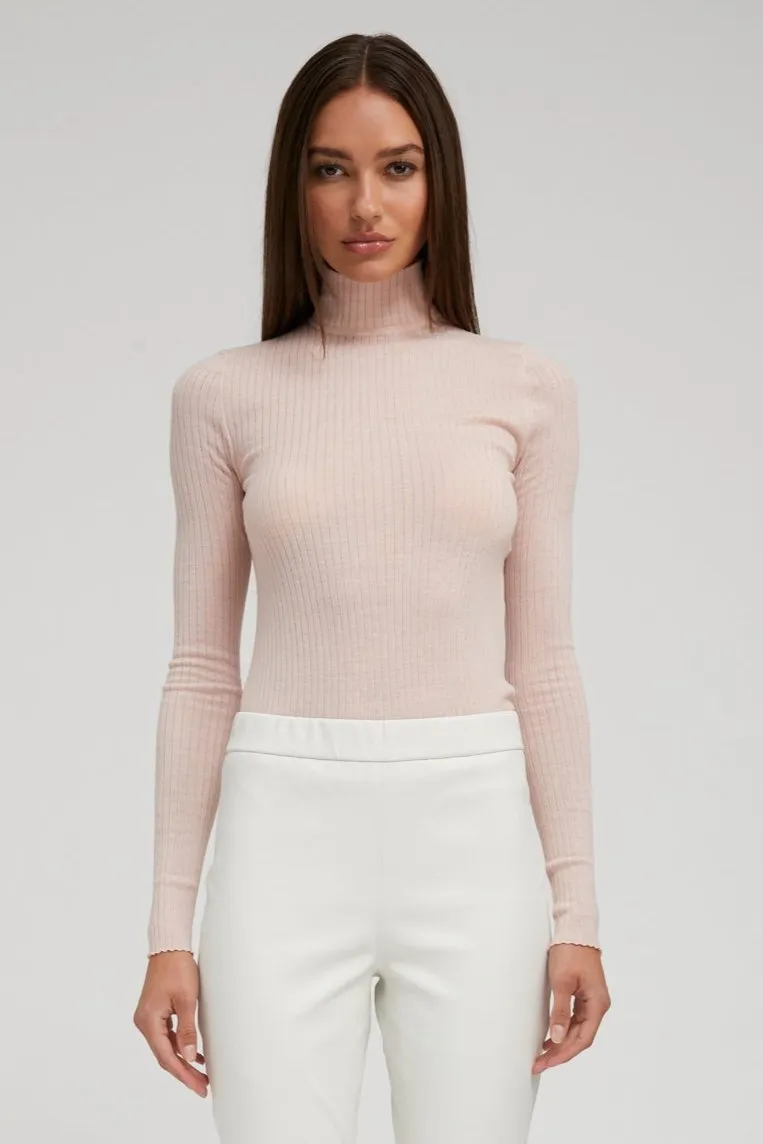 Blush Cashmere Mock Neck Sport Hoodie
