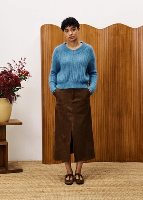 GLAIEUL SUEDE MIDI SKIRT Outfit Mood Non see through