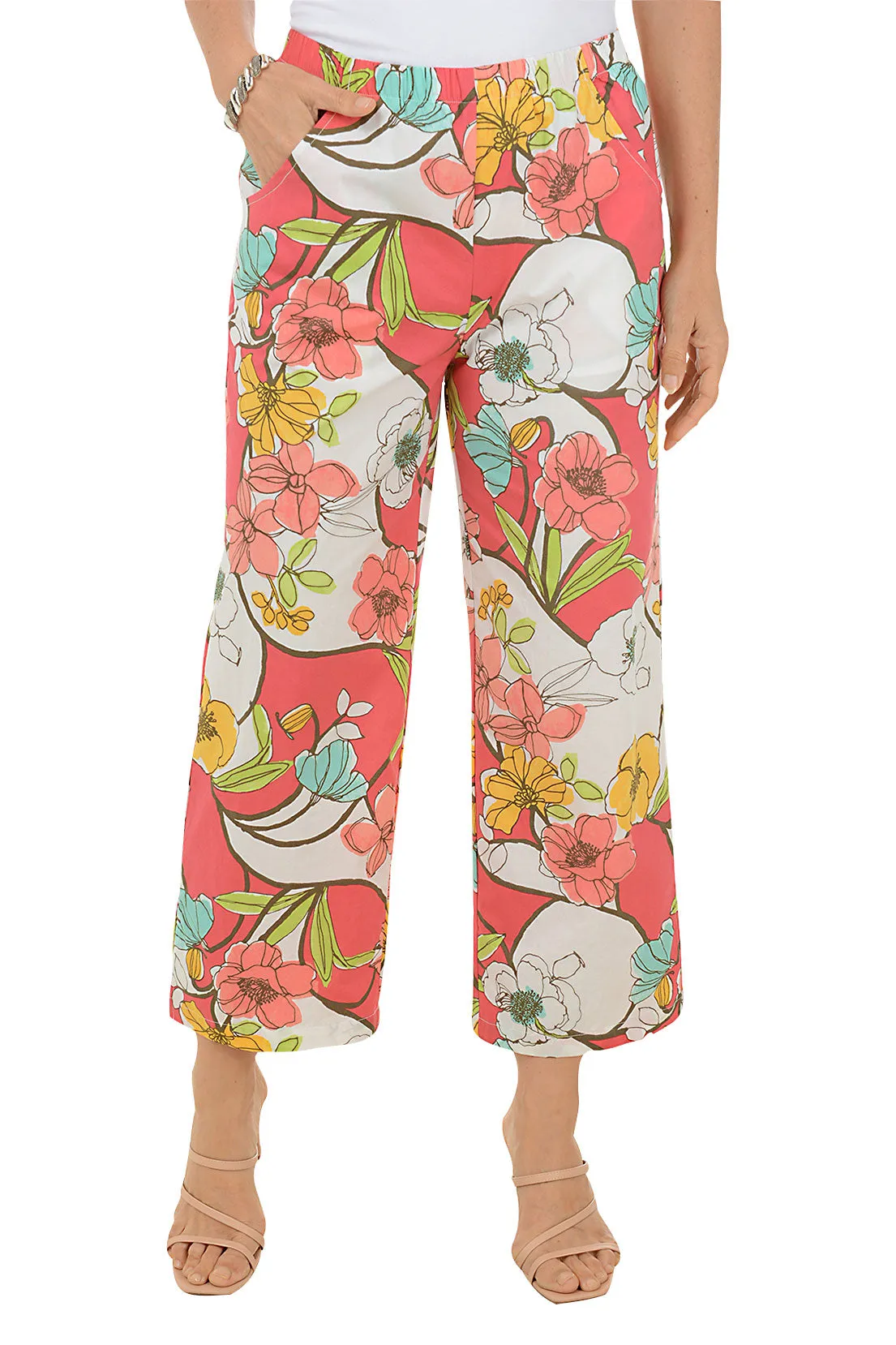 QuickRelease Fastener Bold Floral Resort Crop Pant