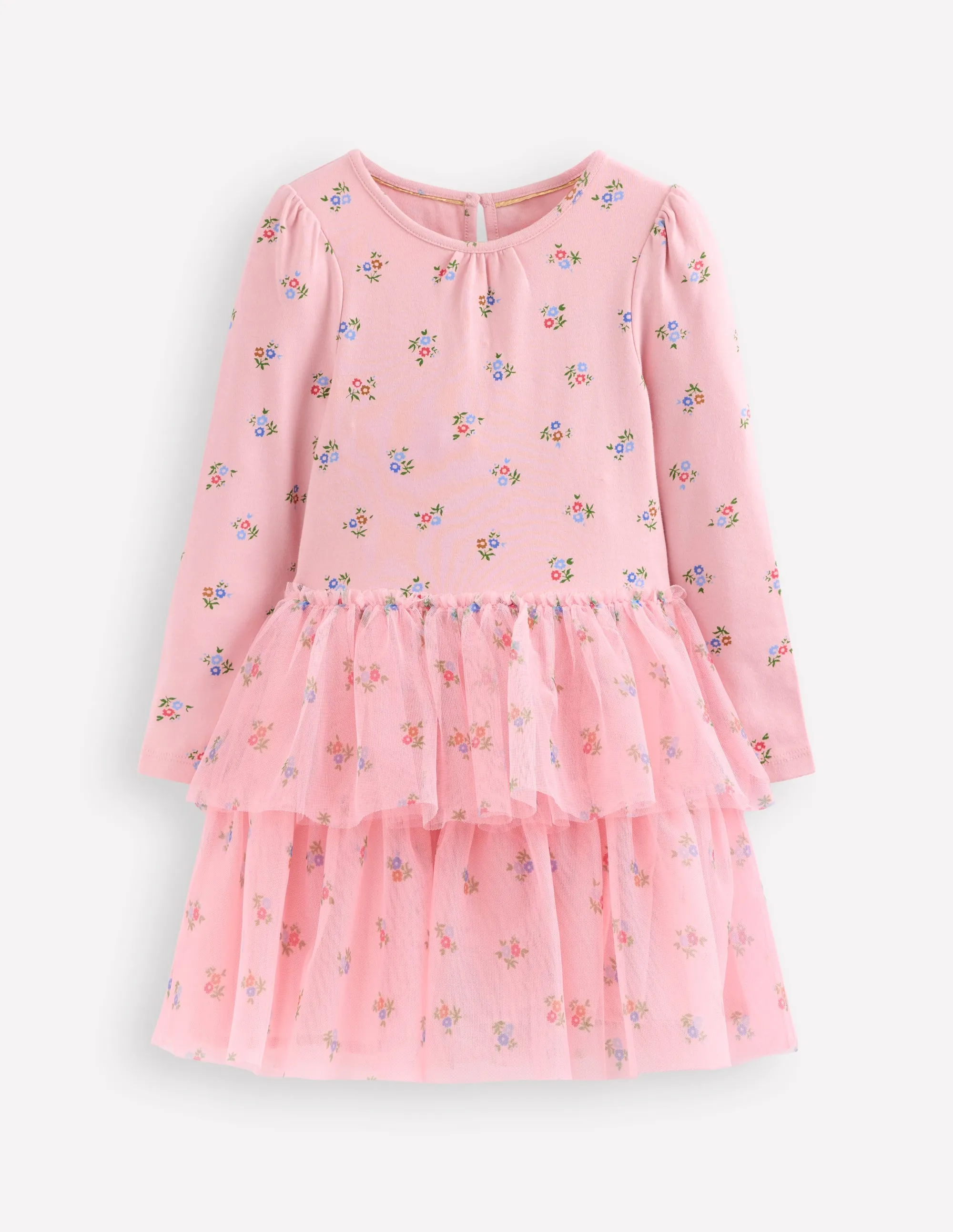 Travel-Pack Tulle Mix Dress-Vintage Pink Ditsy Floral