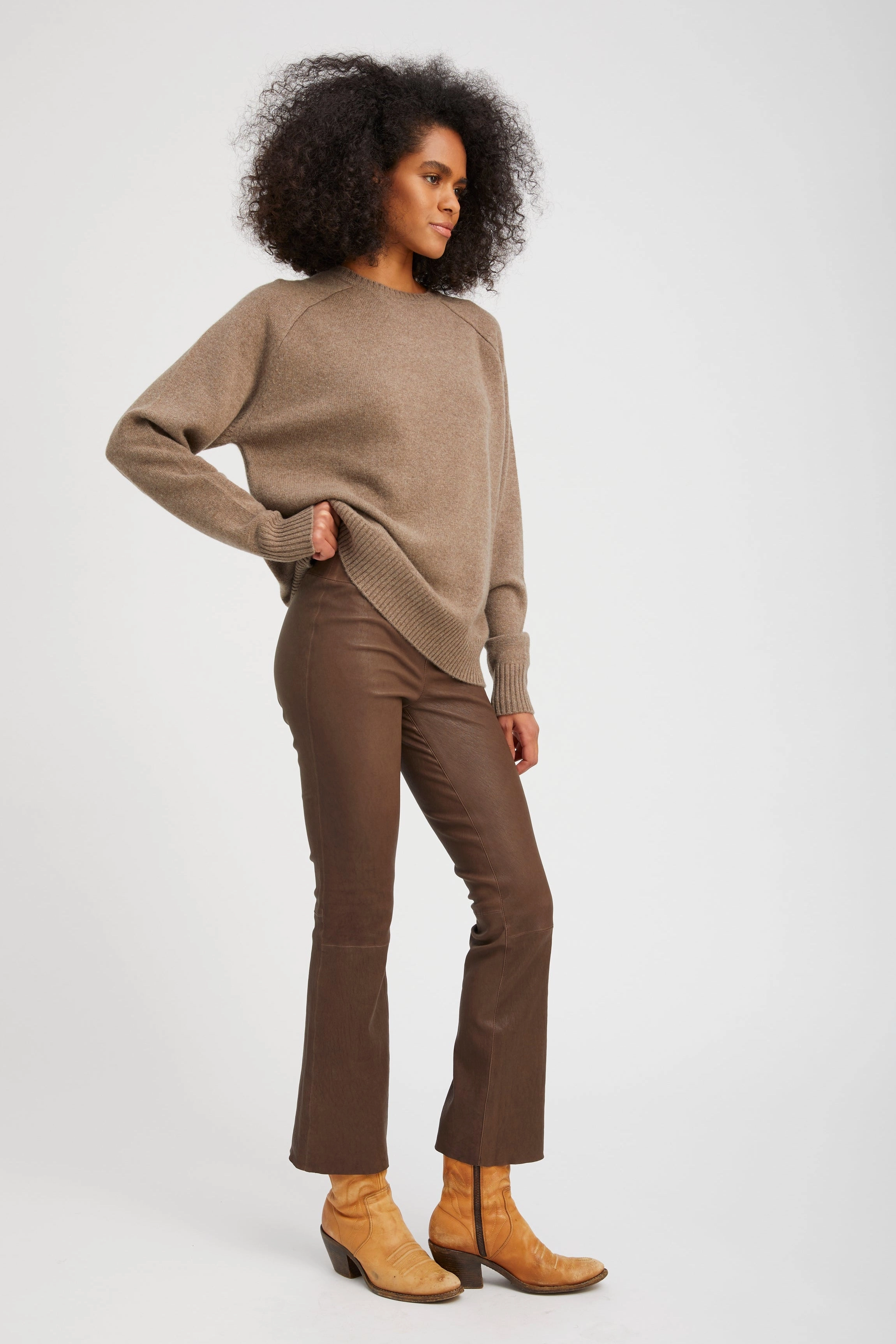 Body Wrap Truffle Leather Ankle Flare