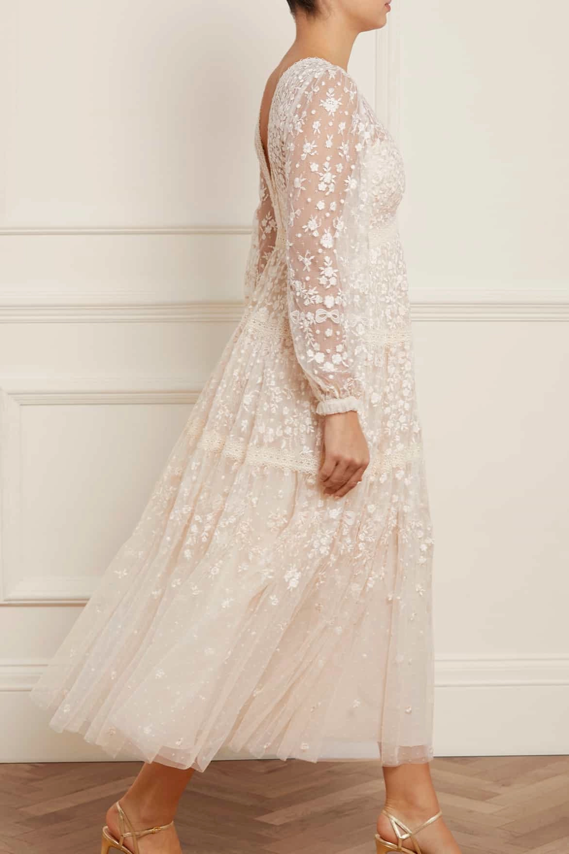 Luxurious Texture Celestia Ribbon Ankle Gown