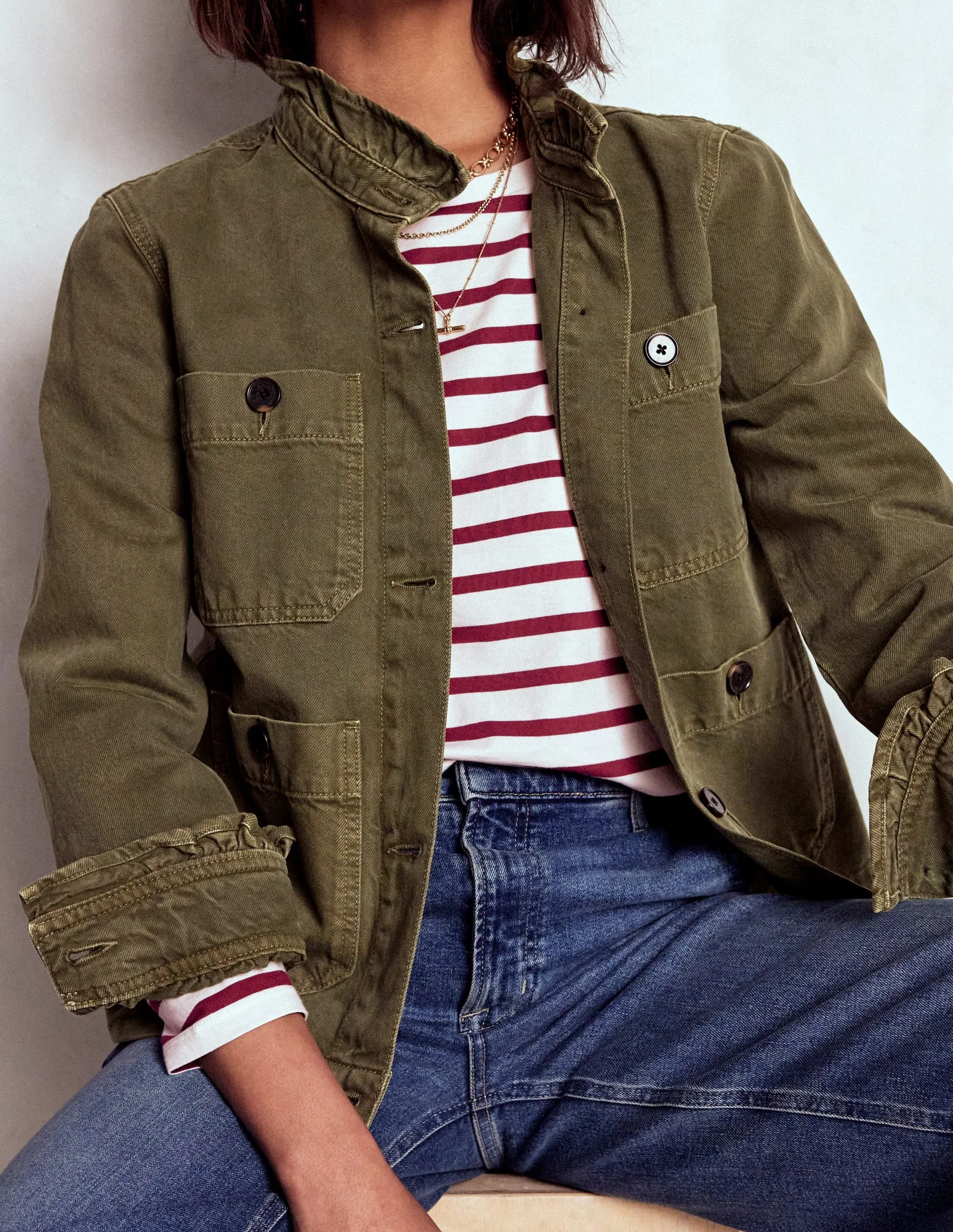 Olivia Long Sleeve Breton-Deep Wisteria Stripe Rubberized grip Cozy Fit