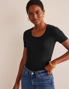 Essential Jersey T-Shirt-Black V Neck Design