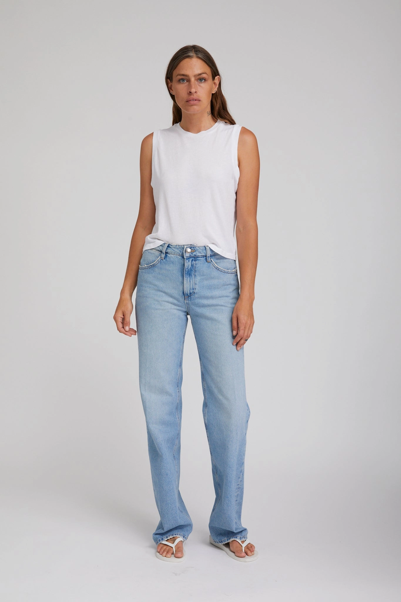 Victoria Loose Straight Denim Adaptive Waistband