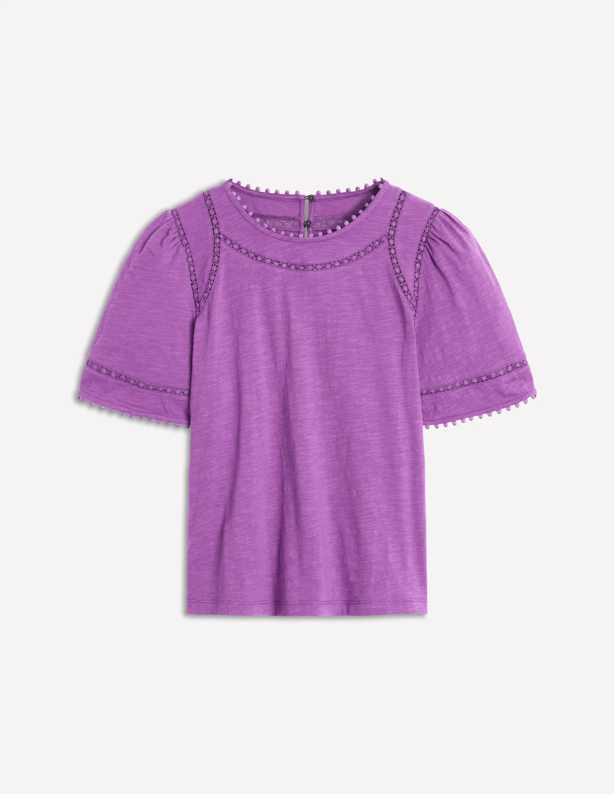 Mila Lace Trim Top-Amethyst Pruple Durable Binding Comfortable Layer