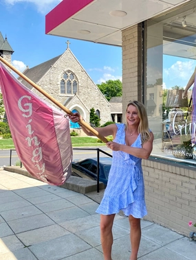 Layered Design Chic Vibe Naples Faux Wrap Dress Ferns Cornflower Blue