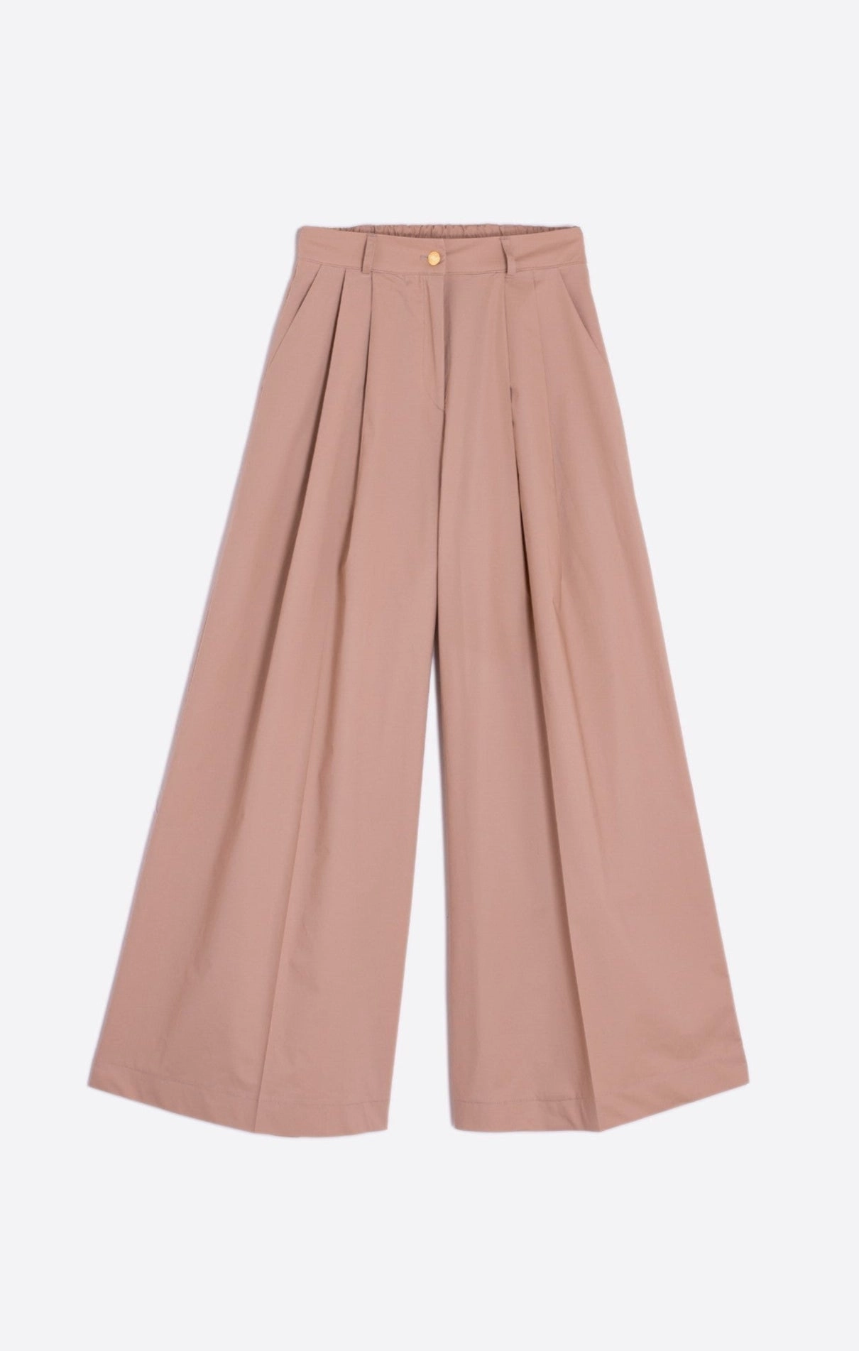 Stretchable Comfort Flexible Cut Palazzo Trouser in Beige Poplin