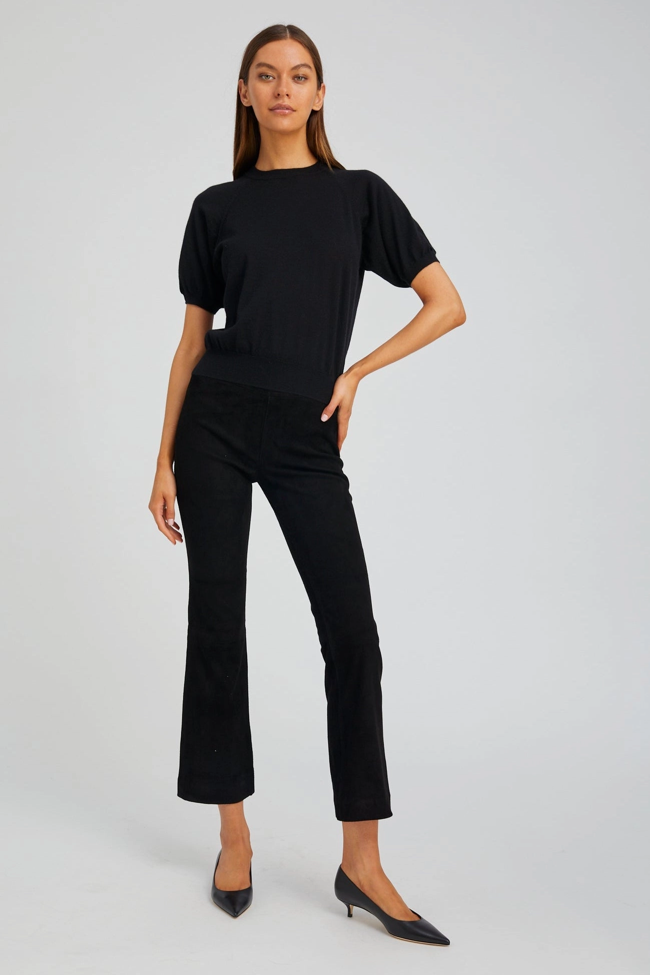 Black Suede Ankle Flare Run Fit For Men Airport Travel