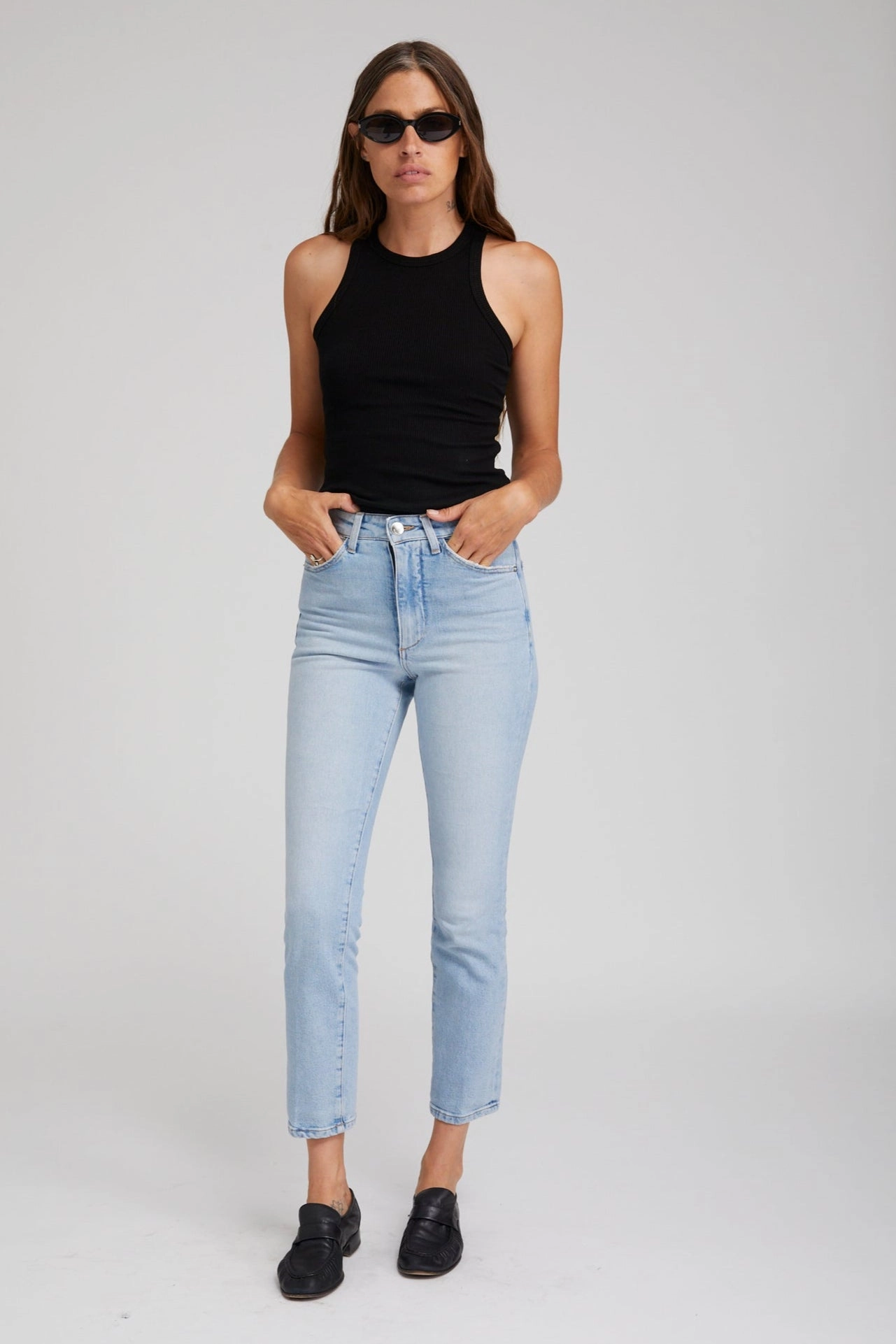 Franoise Cropped Slim Straight Leg Denim Buttery Soft Feel Stylish T-shirt
