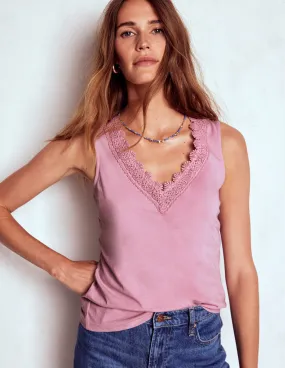 Flora Lace Trim Vest-Iris Pink RollUpSleeves