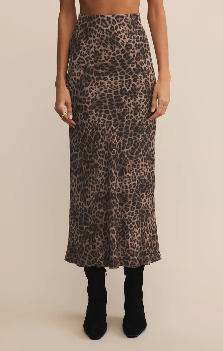Izabel Leopard Skirt in Desert Tan Soft Outfit