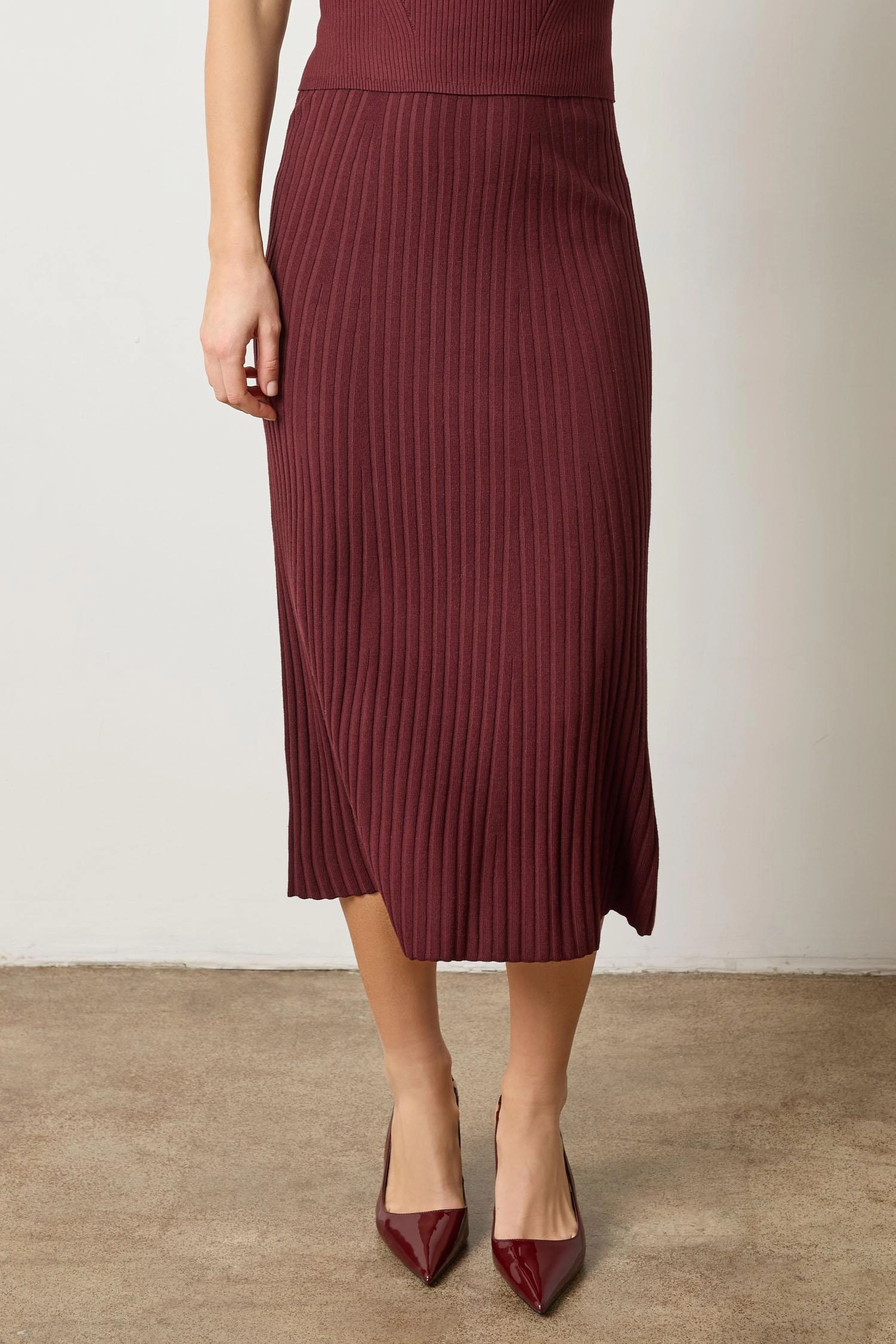Straight Rib Skirt in Dark Cherry Fashion Mood