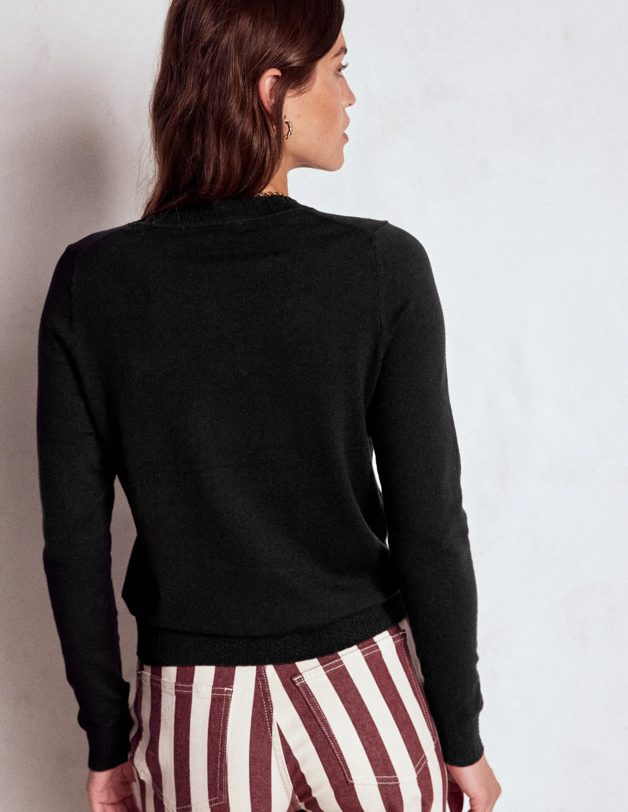 Simple Classic Emilia Cotton Crew Jumper-Black