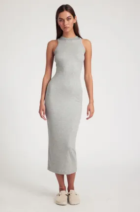 Heather Grey Rib Racer Maxi Dress Clean Grace Work Vibes