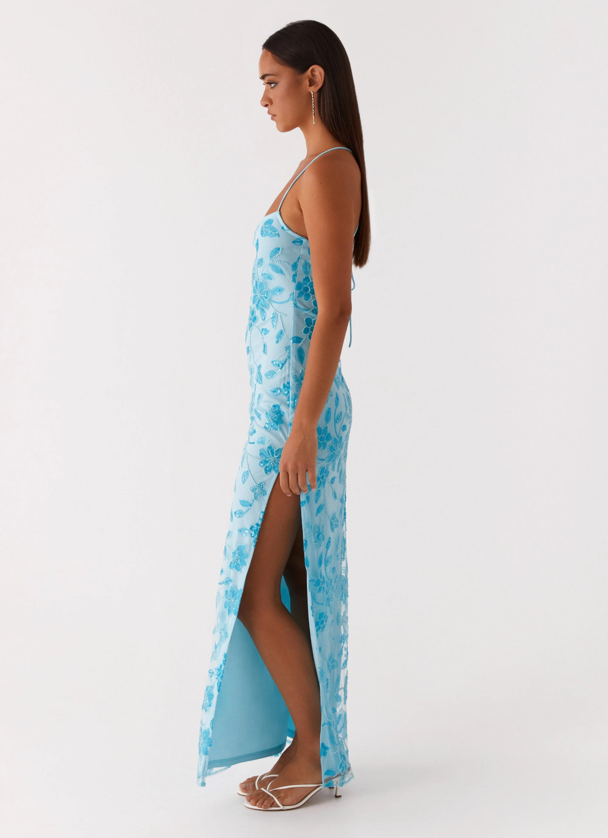 Bright Lights Beaded Maxi Dress - Blue