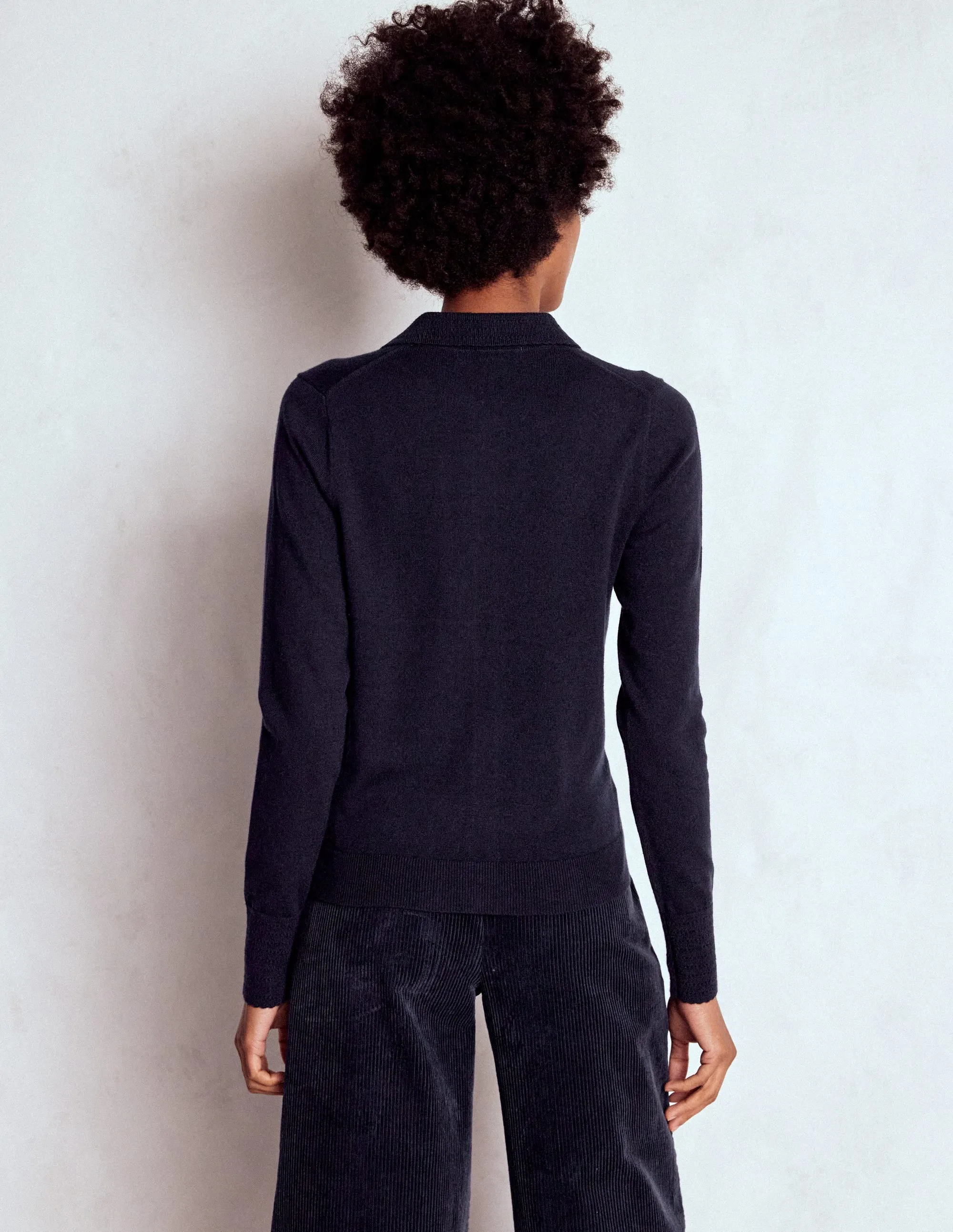Briony Stitch Cardigan-Navy FastDrying Textured Weave Low Key