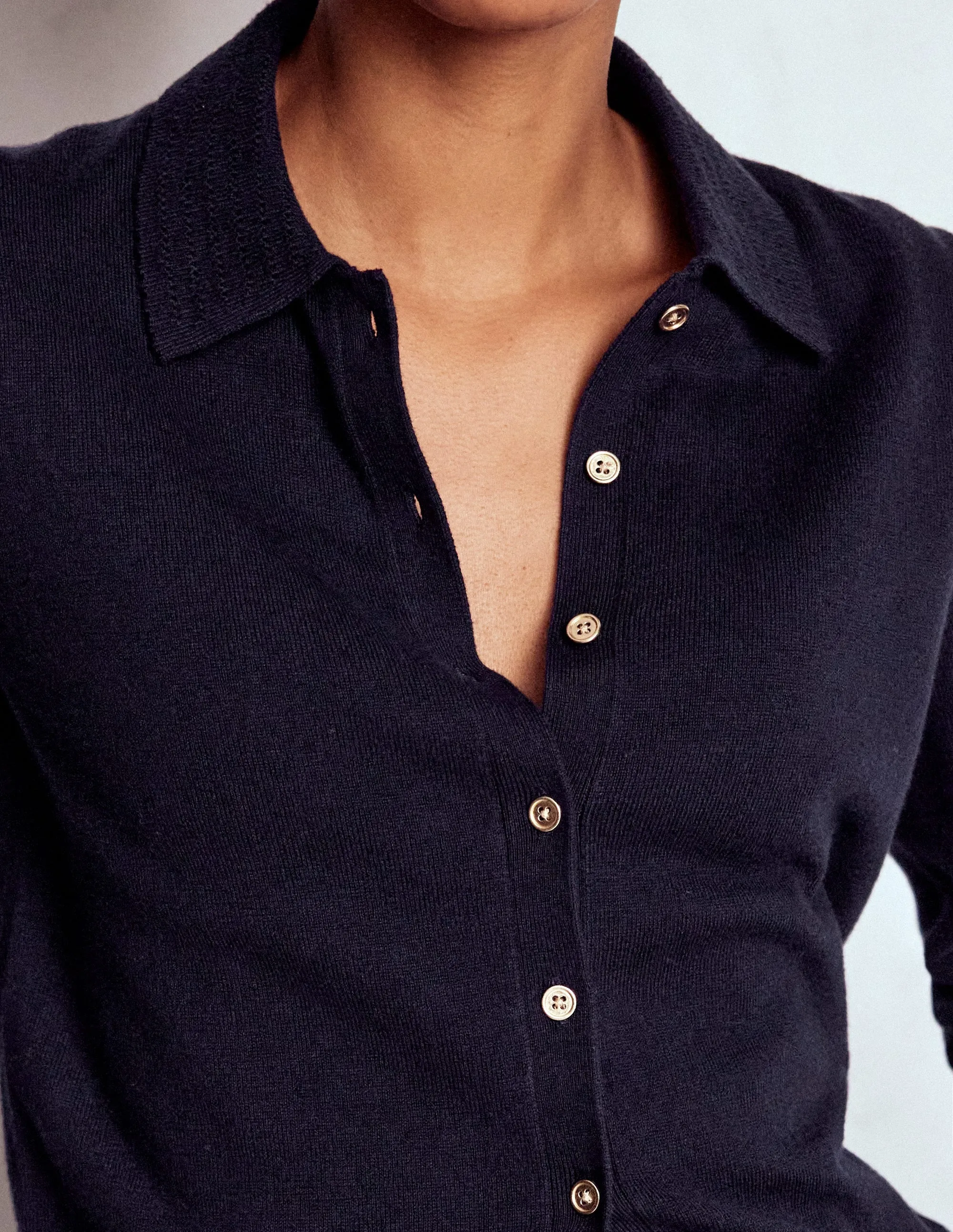 Quick drying material Subtle Fit Briony Stitch Cardigan-Navy