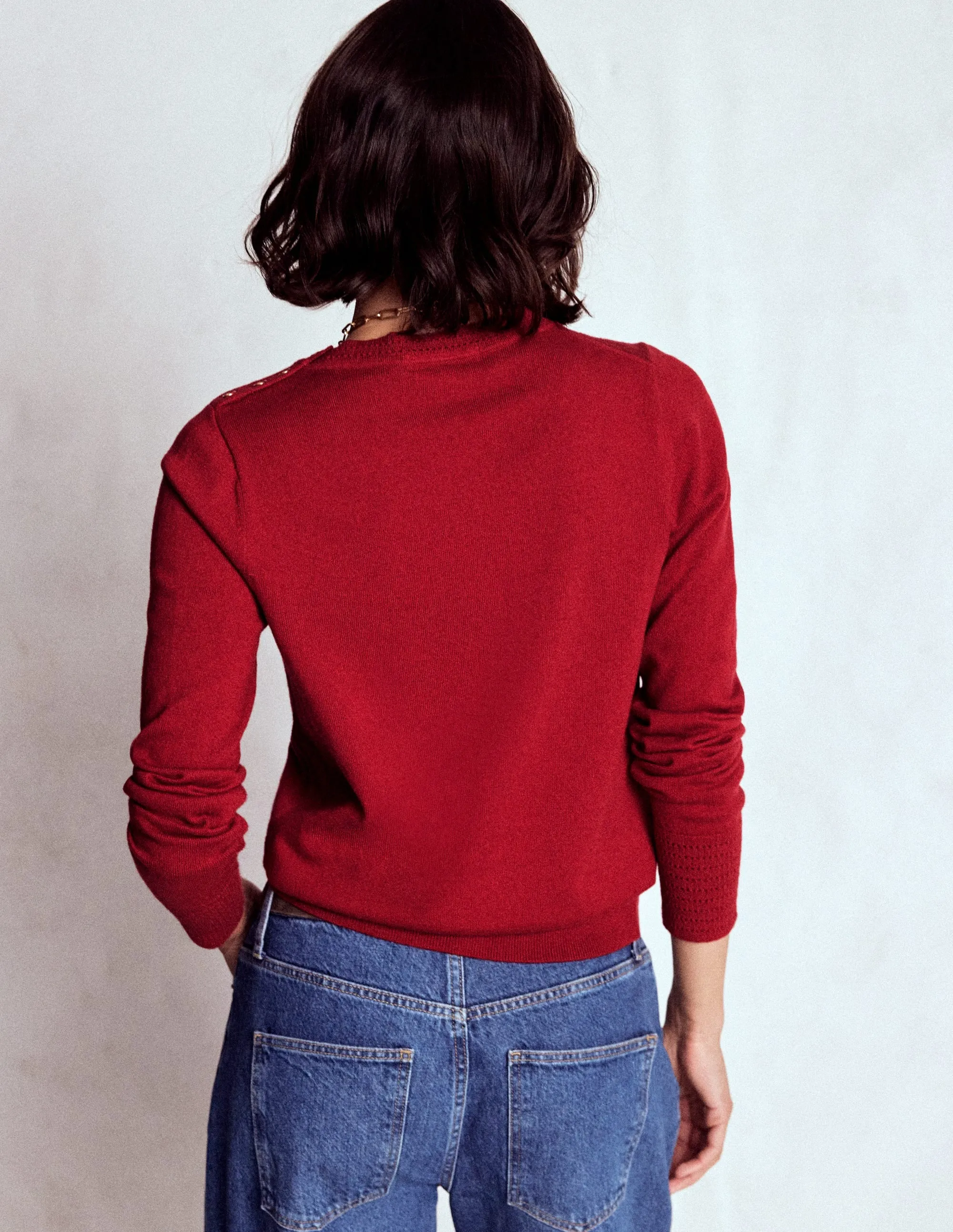 EcoFriendly Material Blend Briony Stitch Jumper-Red Liquorice