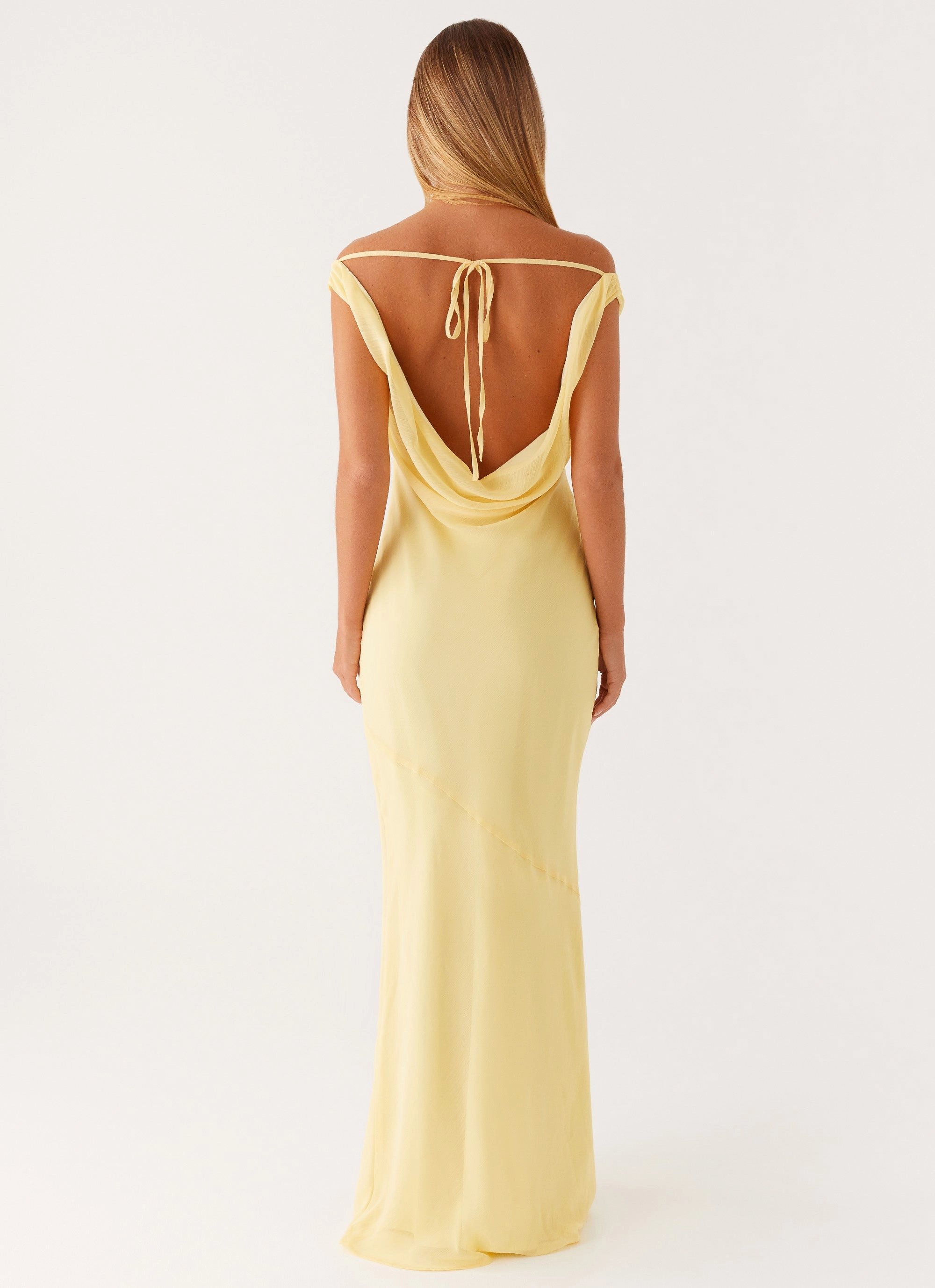Brittany Chiffon Maxi Dress - Pastel Yellow