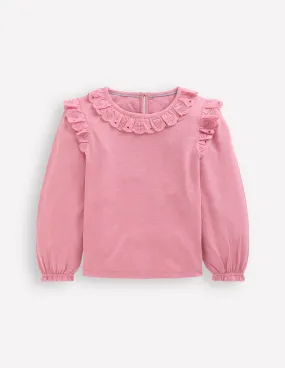 Broderie Heart Trim Top-Pink Haze Perfect Wear Fashion Must-Have