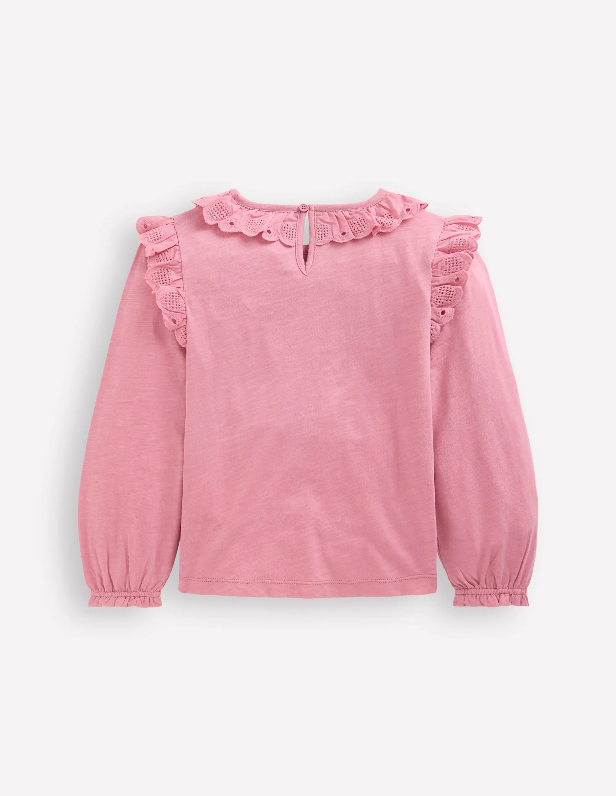 Broderie Heart Trim Top-Pink Haze Fresh Outfit sports activity
