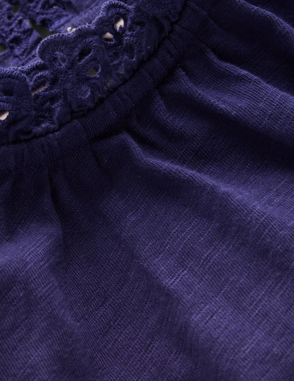 MoistureWickingFabric Broderie Trim Jersey Top-Starboard Blue