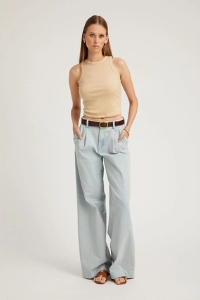 Bruni Denim Pleated Trousers LongSleeve All-Purpose
