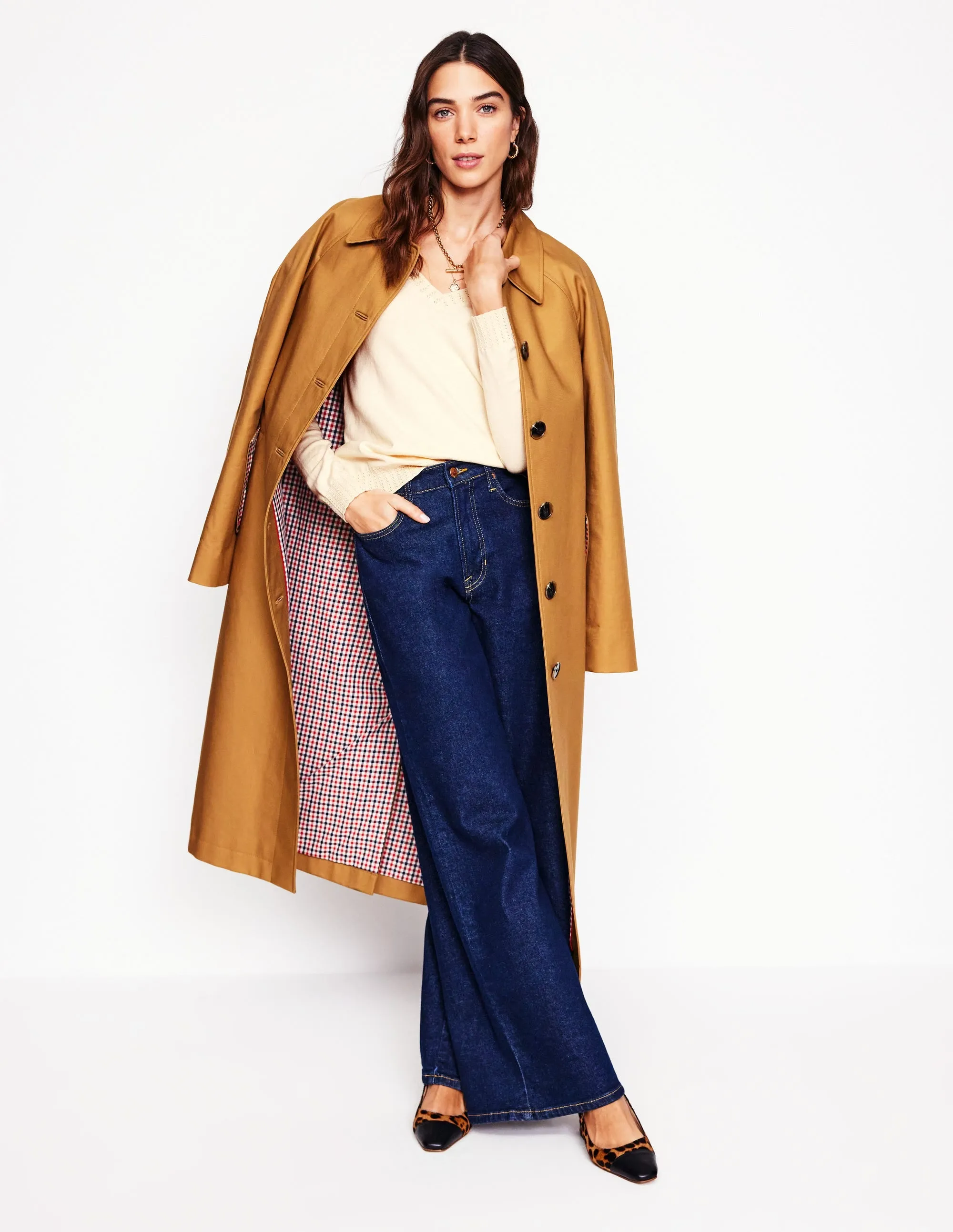 Transitional Style AirflowOptimized Pattern Emilia Cotton V-Neck Jumper-Warm Ivory