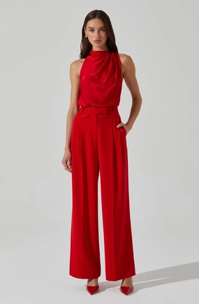 Bryony High Waisted Trouser Pants in Red MoistureWicking Layered Wear