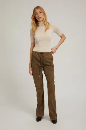 Olive Suede Straight Leg Pants WindproofLayer