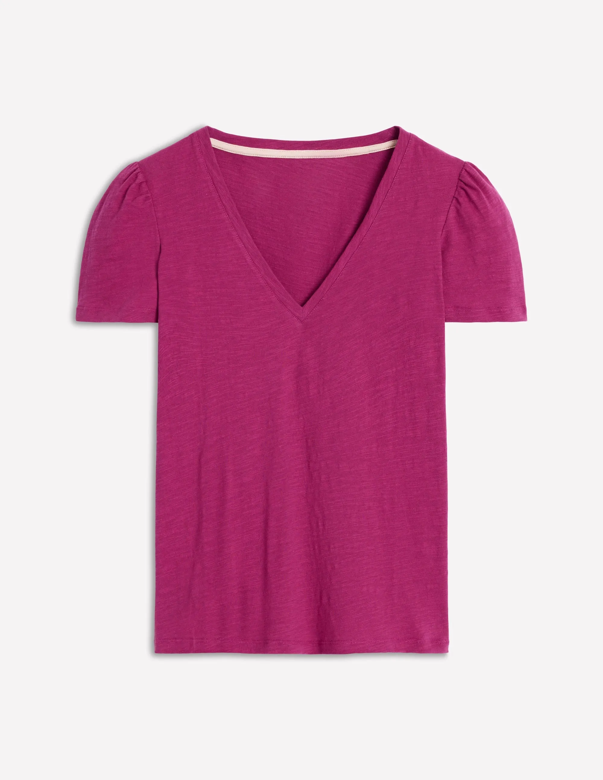 Short Sleeve V Neck T-shirt-Rich Magenta SoftTouchFinish