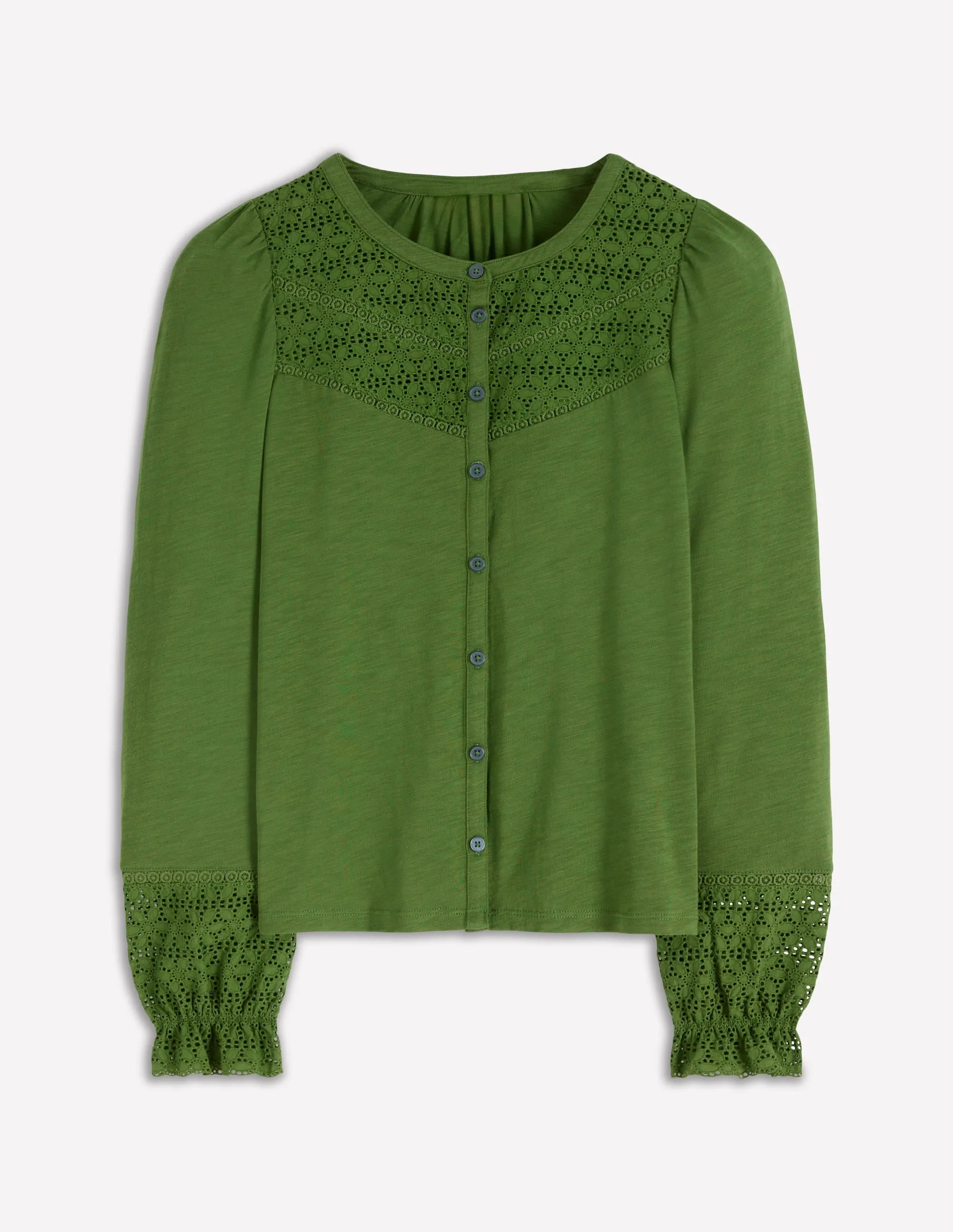 Pippa Broderie Jersey Shirt-Promenade Green Sporty Tee