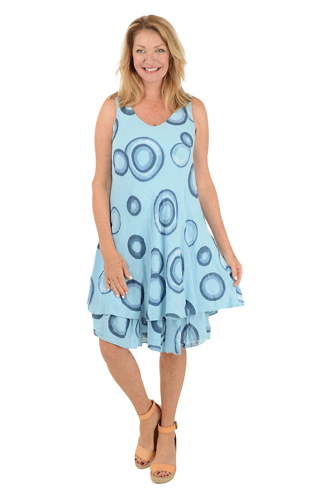 Bullseye V-Neck Sleeveless Dress Minimal Tone