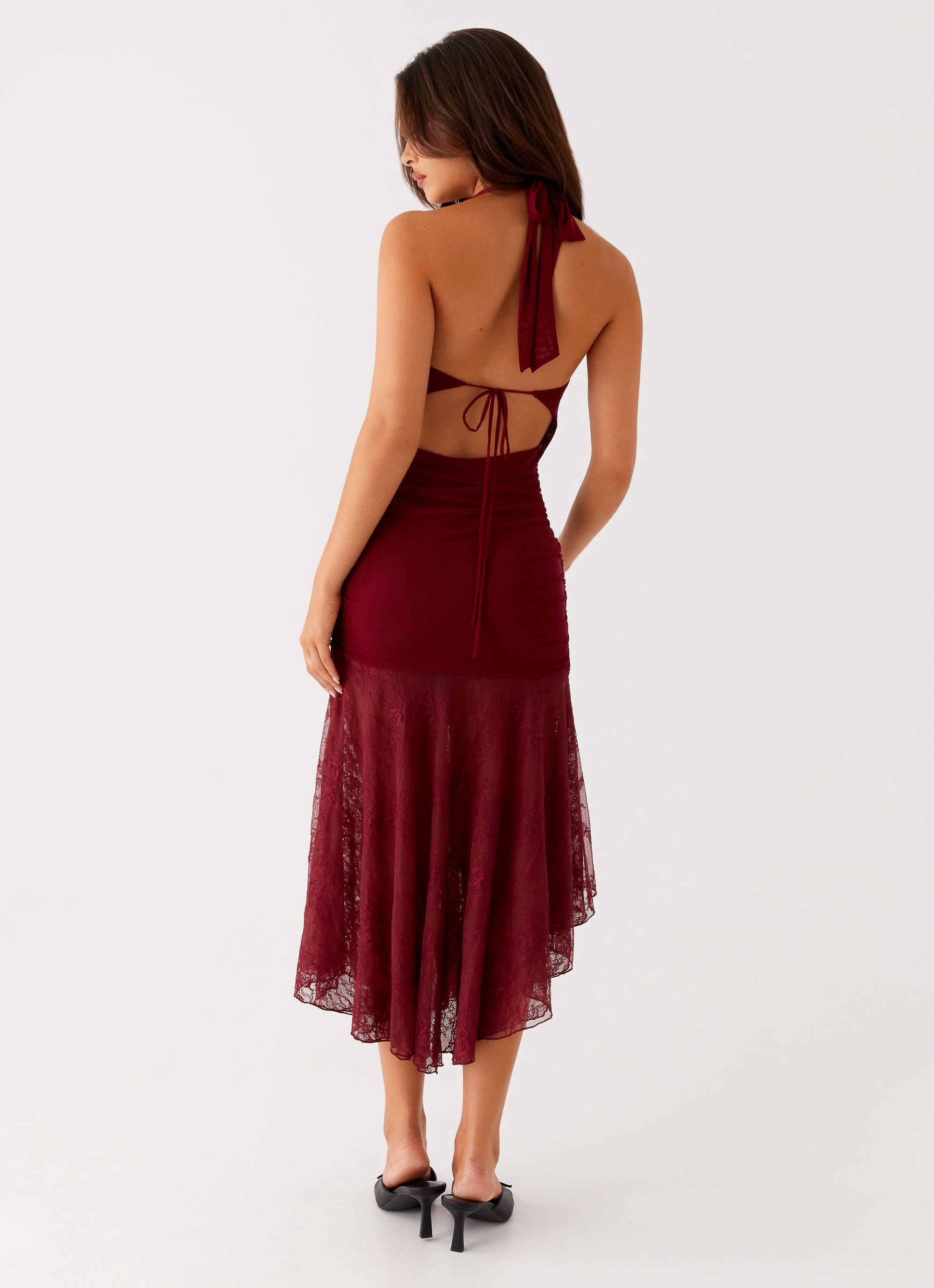 Burnout Midi Dress - Maroon