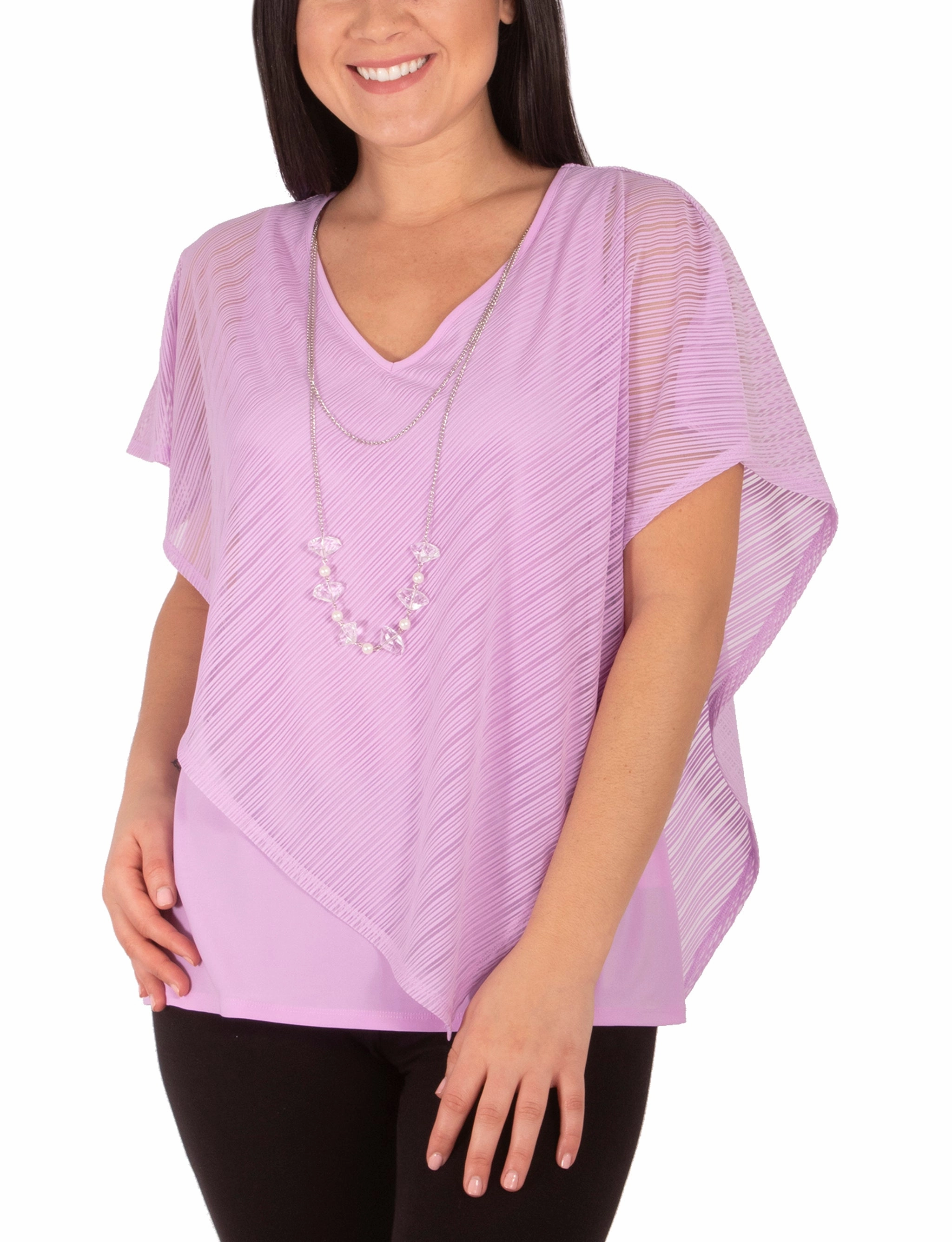 Burnout Poncho Top With Removable Necklace LayeredDurability
