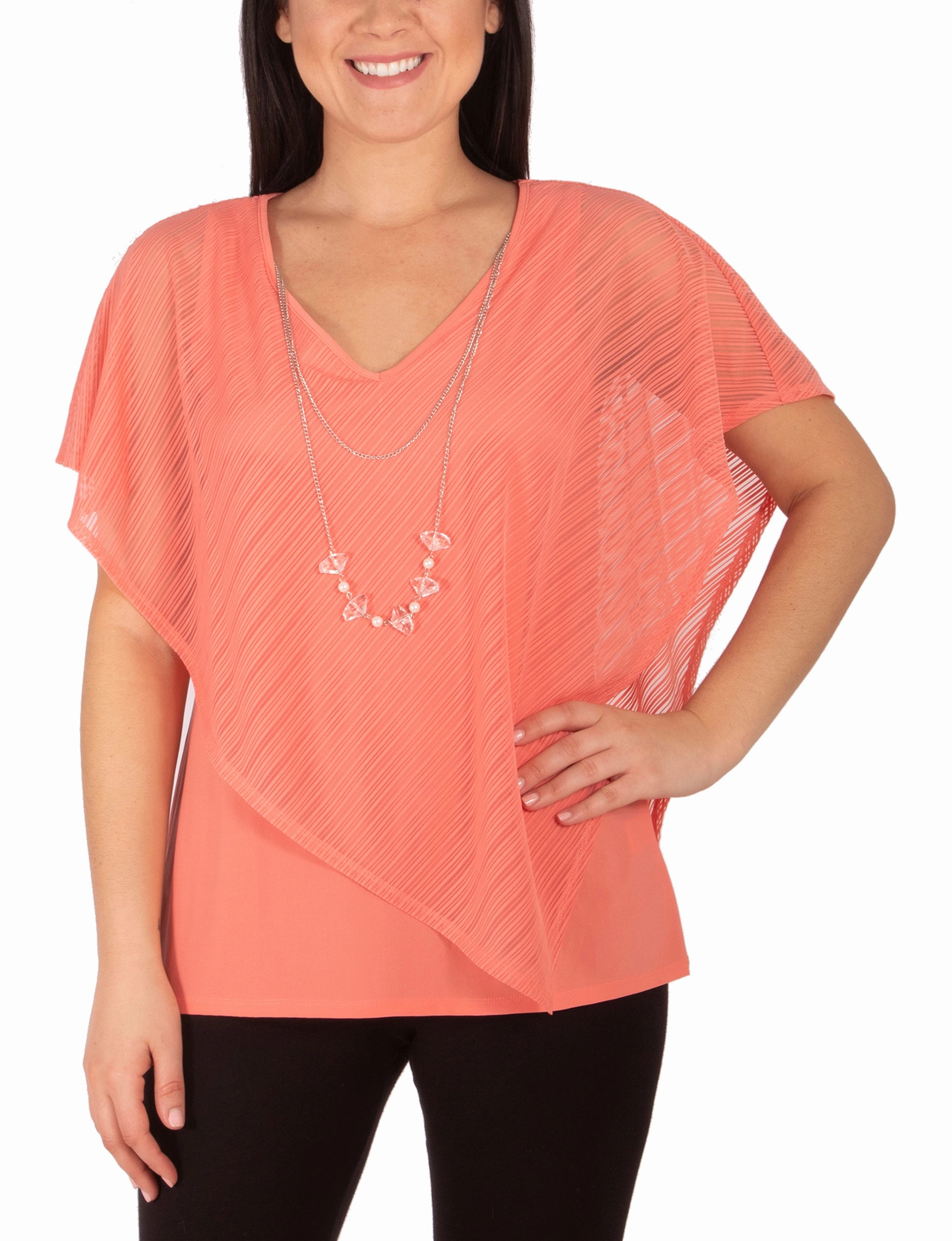 Burnout Poncho Top With Removable Necklace Stain Resistant Treatment