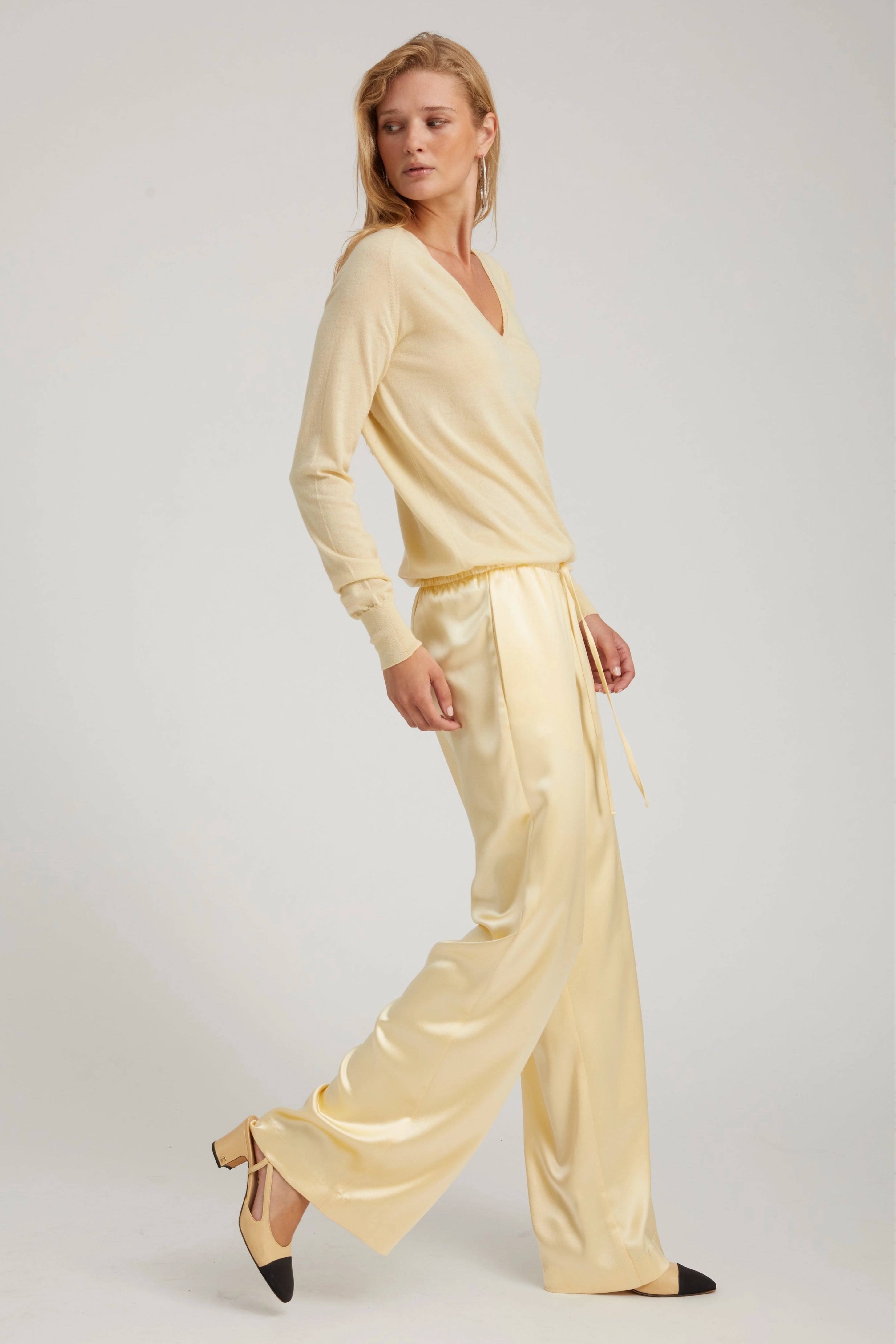 Butter Cashmere V-Neck Sweater Stylish Dress