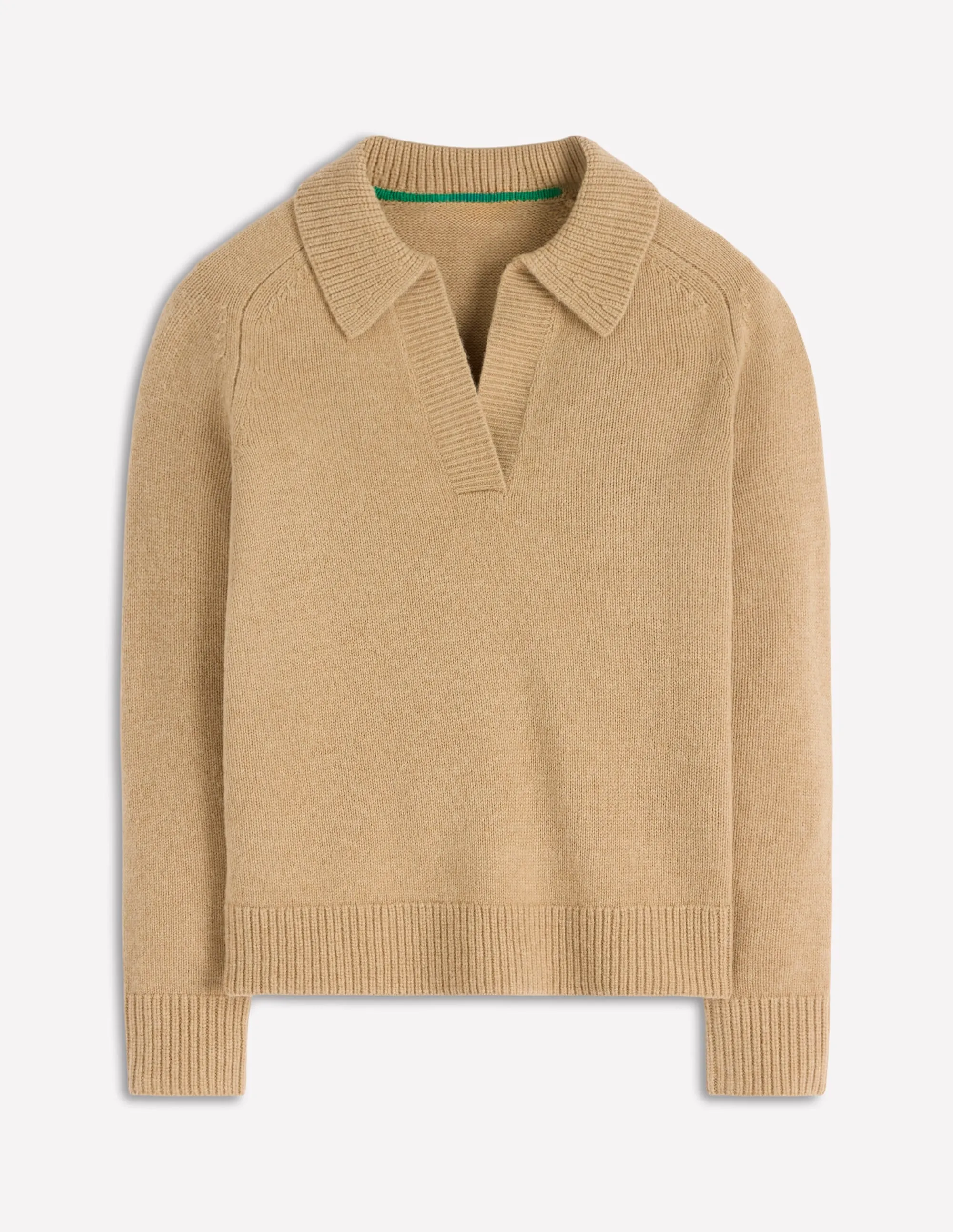 Marion Merino Henley Jumper-Camel Melange Cozy Loopback Fabric