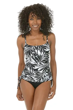 Floating Palms Side Shirred Tankini Top Odor Neutralizing Technology