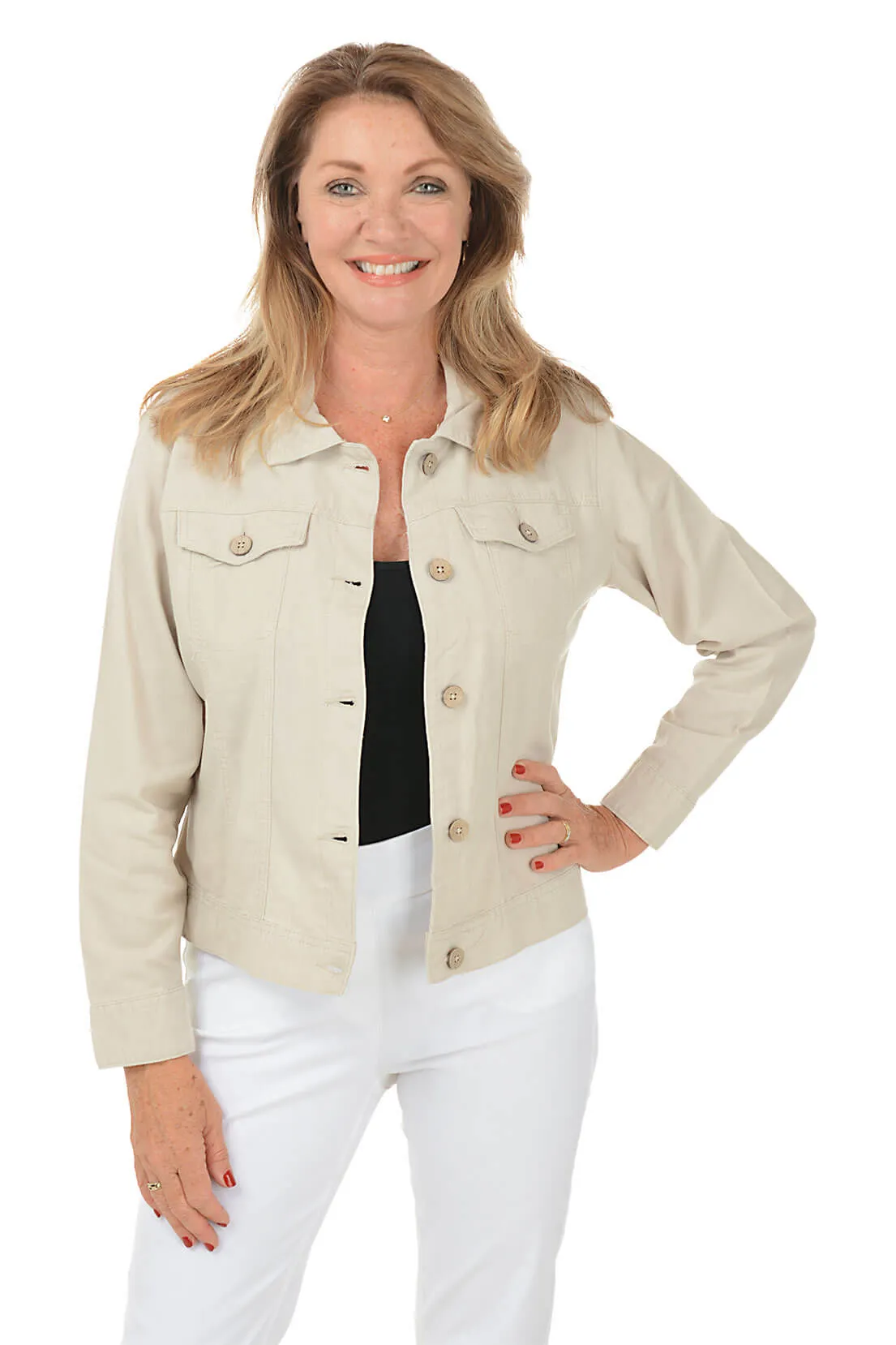 Bonded Seam Construction Button-Front Linen-Blend Jacket