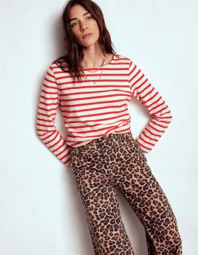 Button Mariner Breton-Ivory and Brilliant Red Summer Style Drop Shoulder Silhouette